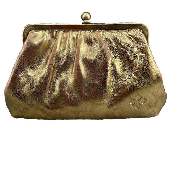 Patricia Nash Cross Body Bag Purse Distresseed Leather‎ Metallic Antique Gold - Picture 1 of 12